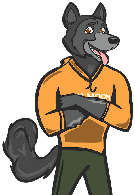 Full Moon Mascot Arms Crossed Smiling